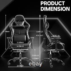 Gaming Chair Office Chair with Massage Lumbar Support, PU Leather High Back Adju