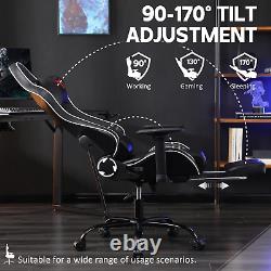 Gaming Chair Office Chair with Massage Lumbar Support, PU Leather High Back Adju