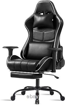 Gaming Chair Office Chair with Massage Lumbar Support, PU Leather High Back Adju