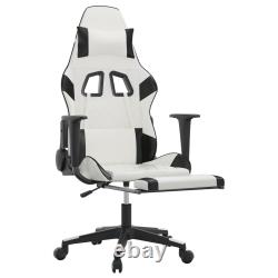 Gaming Chair Swivel Massage Gaming Chair with Footrest Faux Leather vidaXL