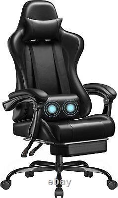 Gaming Chair, Video Game Chair with Footrest and Massage Lumbar Support