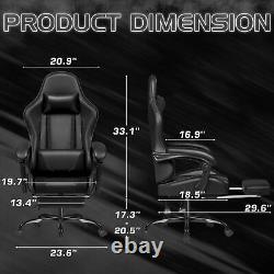 Gaming Chair, Video Game Chair with Footrest and Massage Lumbar Support