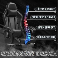 Gaming Chair, Video Game Chair with Footrest and Massage Lumbar Support