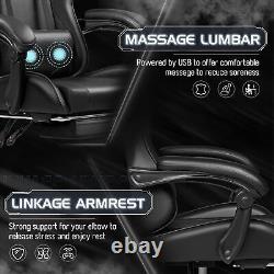 Gaming Chair, Video Game Chair with Footrest and Massage Lumbar Support