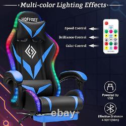 Gaming Chair with Bluetooth Speakers and RGB LED Lights Ergonomic Massage Comput