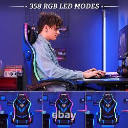 Gaming Chair with Bluetooth Speakers and RGB LED Lights Ergonomic Massage Comput