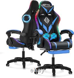 Gaming Chair with Bluetooth Speakers and RGB LED Lights Ergonomic Massage Comput