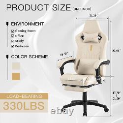 Gaming Chair with Footrest Ergonomic Computer Chair Massage Lumbar Cushion, Raci