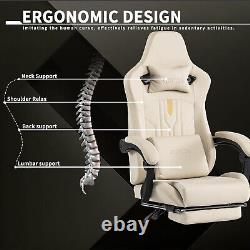 Gaming Chair with Footrest Ergonomic Computer Chair Massage Lumbar Cushion, Raci