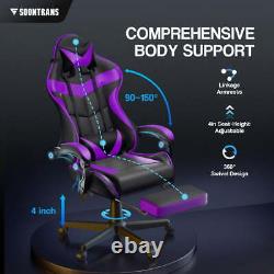 Gaming Chair with Footrest, Ergonomic Lumbar Massage Pillow Chair, PU Leather Of