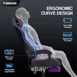 Gaming Chair with Footrest, Ergonomic Lumbar Massage Pillow Chair, PU Leather Of