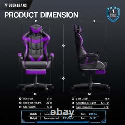 Gaming Chair with Footrest, Ergonomic Lumbar Massage Pillow Chair, PU Leather Of