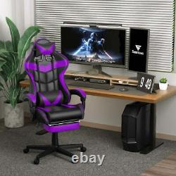 Gaming Chair with Footrest, Ergonomic Lumbar Massage Pillow Chair, PU Leather Of