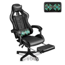 Gaming Chair with Footrest, Ergonomic Lumbar Massage Pillow Chair, PU Leather Of