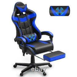 Gaming Chair with Footrest, Ergonomic Lumbar Massage Pillow Chair, PU Leather Of