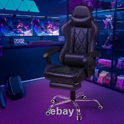 Gaming Chair with Footrest and Massage Lumbar Support, Ergonomic Computer Black