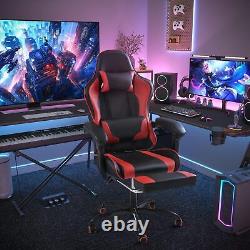 Gaming Chair with Footrest and Massage Lumbar Support Ergonomic Computer C