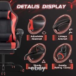 Gaming Chair with Footrest and Massage Lumbar Support Ergonomic Computer C