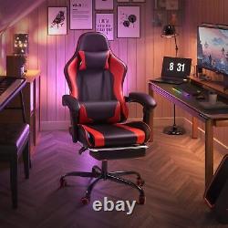 Gaming Chair with Footrest and Massage Lumbar Support Ergonomic Computer C