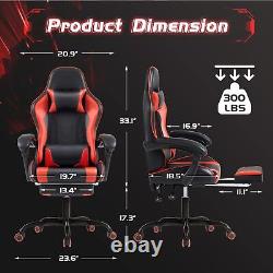 Gaming Chair with Footrest and Massage Lumbar Support Ergonomic Computer C