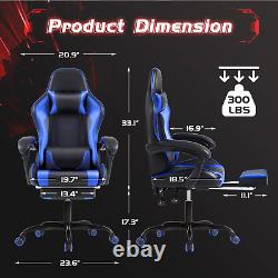 Gaming Chair with Footrest and Massage Lumbar Support, Ergonomic Computer Chairs