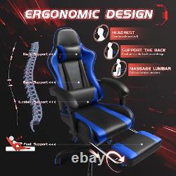 Gaming Chair with Footrest and Massage Lumbar Support, Ergonomic Computer Chairs