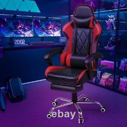 Gaming Chair with Footrest and Massage Lumbar Support, Ergonomic Computer Red