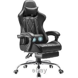 Gaming Chair with Footrest and Massage Lumbar Support, Ergonomic Computer Sea