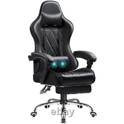 Gaming Chair with Footrest and Massage Lumbar Support, Ergonomic Computer Sea