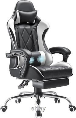 Gaming Chair with Footrest and Massage Lumbar Support, Ergonomic Computer Seat H