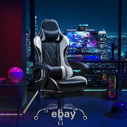 Gaming Chair with Footrest and Massage Lumbar Support, Ergonomic Computer Seat H