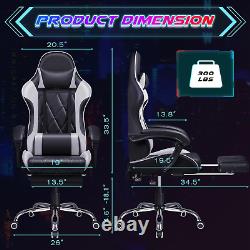 Gaming Chair with Footrest and Massage Lumbar Support, Ergonomic Computer Seat H