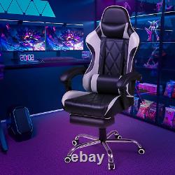 Gaming Chair with Footrest and Massage Lumbar Support, Ergonomic Computer Seat H