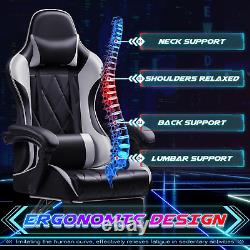 Gaming Chair with Footrest and Massage Lumbar Support, Ergonomic Computer Seat H