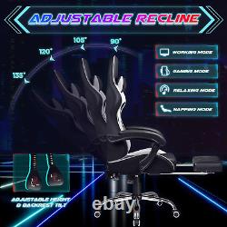 Gaming Chair with Footrest and Massage Lumbar Support, Ergonomic Computer Seat H