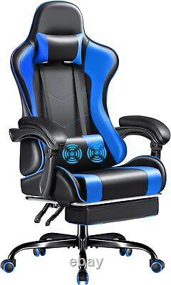 Gaming Chair with Footrest and Massage Lumbar Support, Height Adjustable