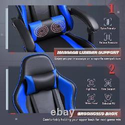 Gaming Chair with Footrest and Massage Lumbar Support, Height Adjustable