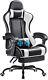 Gaming Chair with Footrest and Massage Lumbar Support Swivel Seat With Headrest