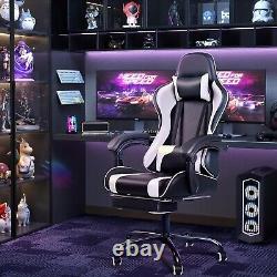 Gaming Chair with Footrest and Massage Lumbar Support Swivel Seat With Headrest