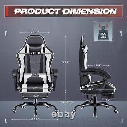 Gaming Chair with Footrest and Massage Lumbar Support Swivel Seat With Headrest