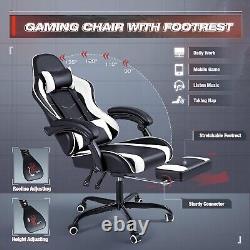 Gaming Chair with Footrest and Massage Lumbar Support Swivel Seat With Headrest