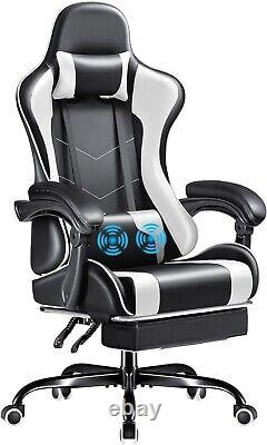 Gaming Chair with Footrest and Massage Lumbar Support Swivel Seat With Headrest