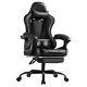 Gaming Chair with Footrest and Massage Lumbar Support, Video Racing Seat Black