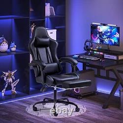 Gaming Chair with Footrest and Massage Lumbar Support, Video Racing Seat Black