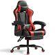 Gaming Chair with Footrest and Massage Lumbar Support, Video Racing Seat Heig