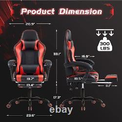 Gaming Chair with Footrest and Massage Lumbar Support, Video Racing Seat Heig