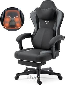 Gaming Chair with Heated Massage Lumbar Support, Breathable Fabric Office Chair