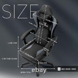 Gaming Chair with Heated Massage Lumbar Support, Breathable Fabric Office Chair