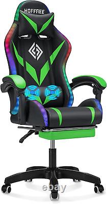 Gaming Chair with LED Lights and Massage Ergonomic Computer Chair with Footrest