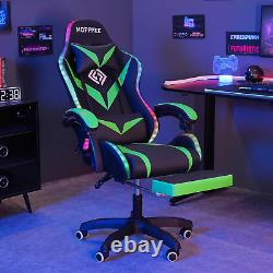 Gaming Chair with LED Lights and Massage Ergonomic Computer Chair with Footrest